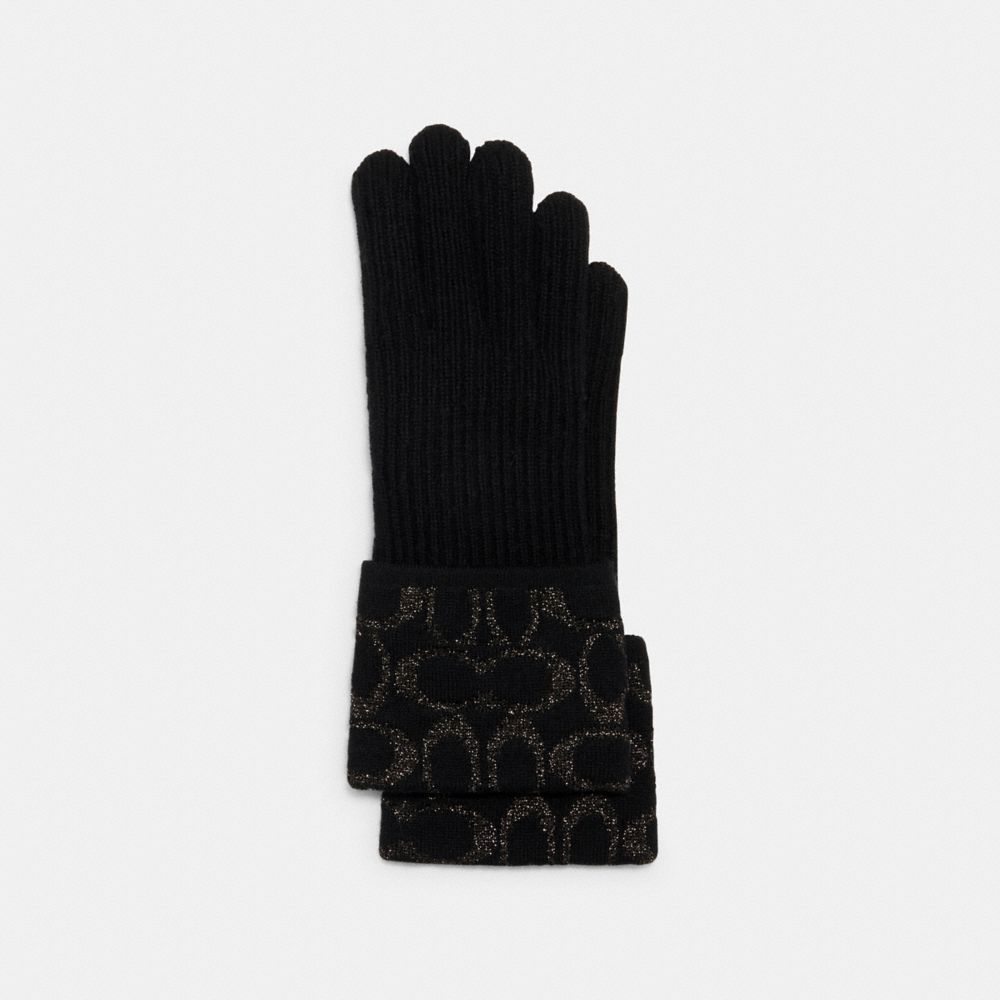 COACH 6919 SIGNATURE KNIT TECH GLOVES BLACK