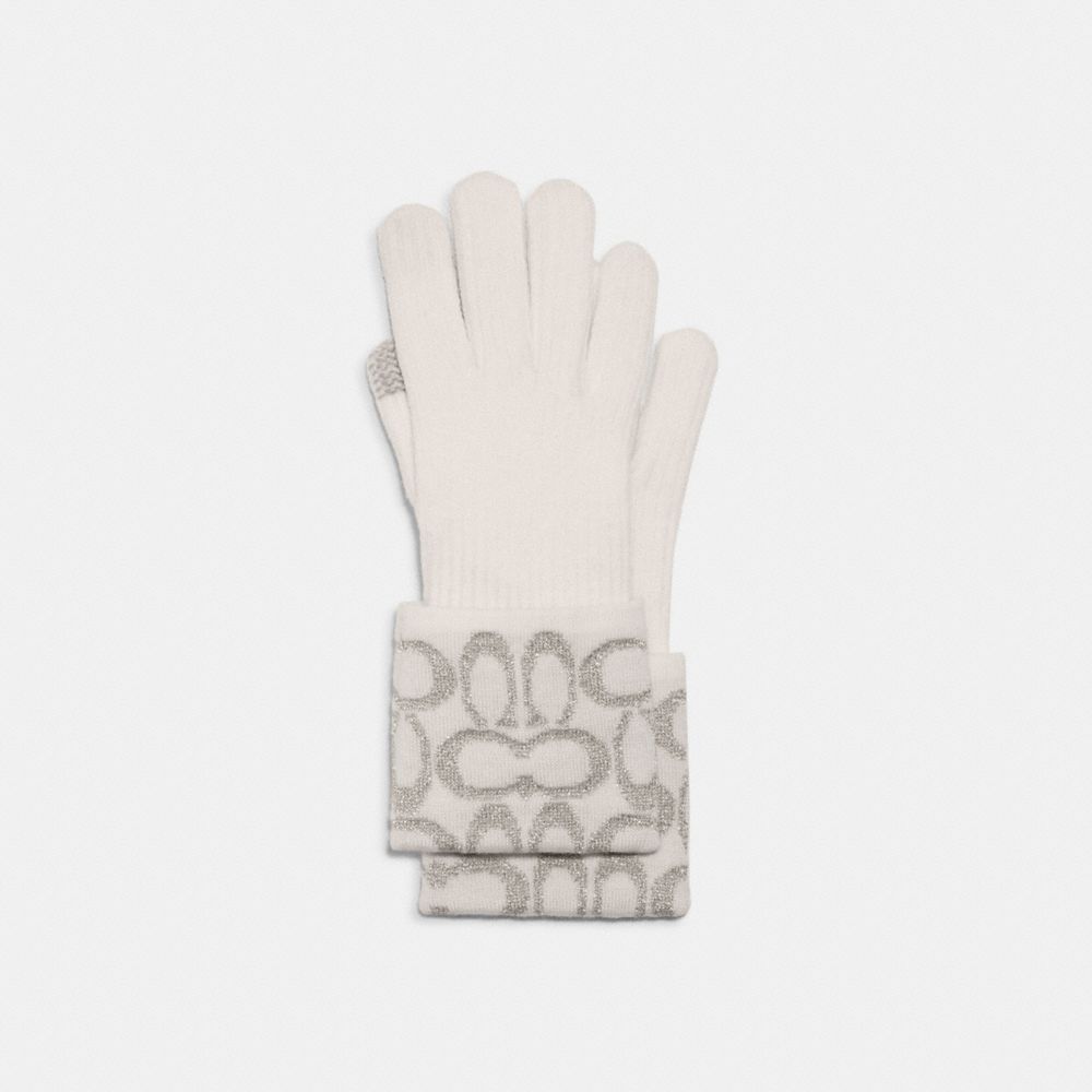 COACH 6919 Signature Knit Tech Gloves CHALK