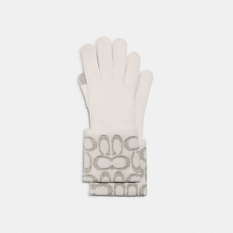 COACH 6919 Signature Knit Tech Gloves Chalk