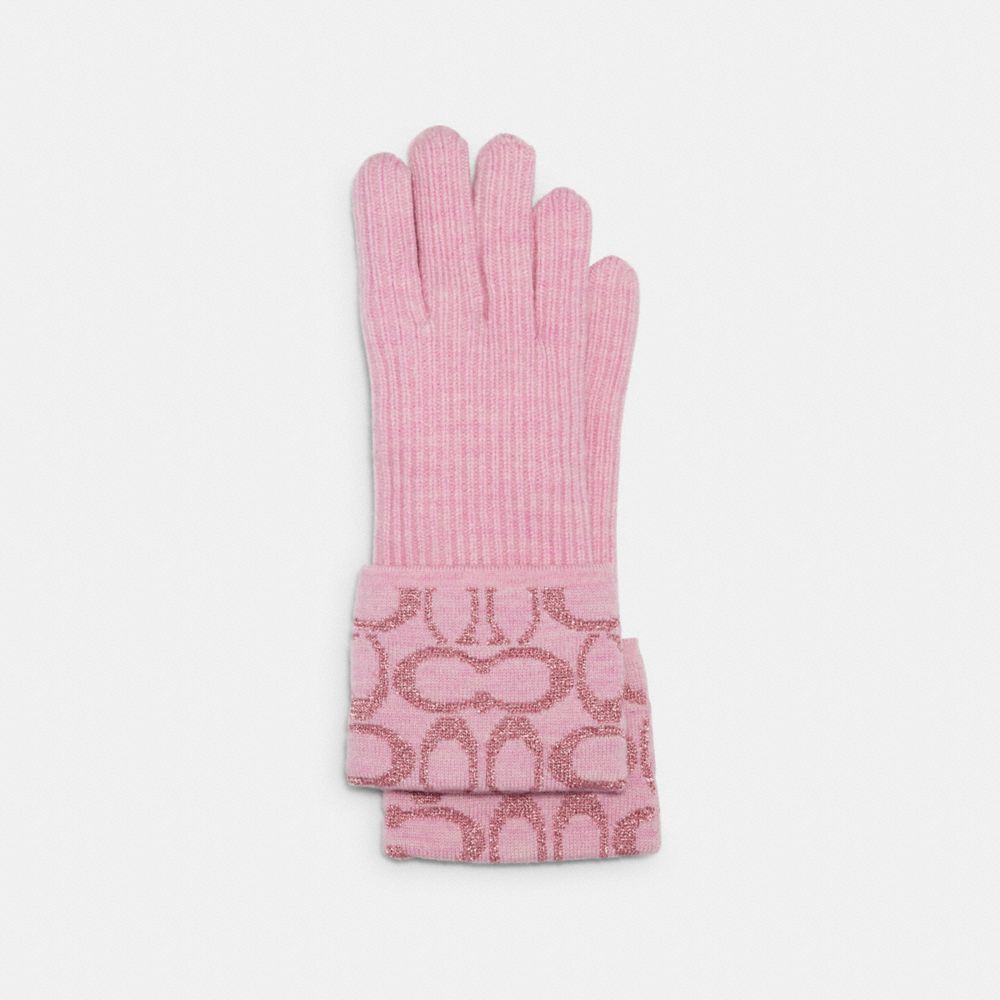 COACH 6919 SIGNATURE KNIT TECH GLOVES PINK