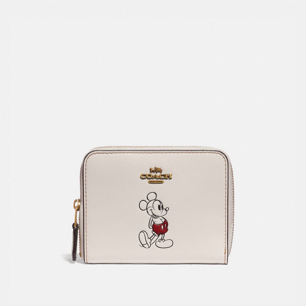 COACH 69204 Disney X Coach Small Zip Around Wallet With Disney Motif Brass/Chalk