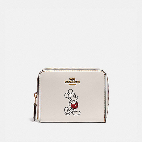 COACH 69204 Disney X Coach Small Zip Around Wallet With Disney Motif Brass/Chalk