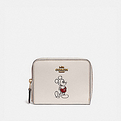 COACH 69204 Disney X Coach Small Zip Around Wallet With Disney Motif BRASS/CHALK