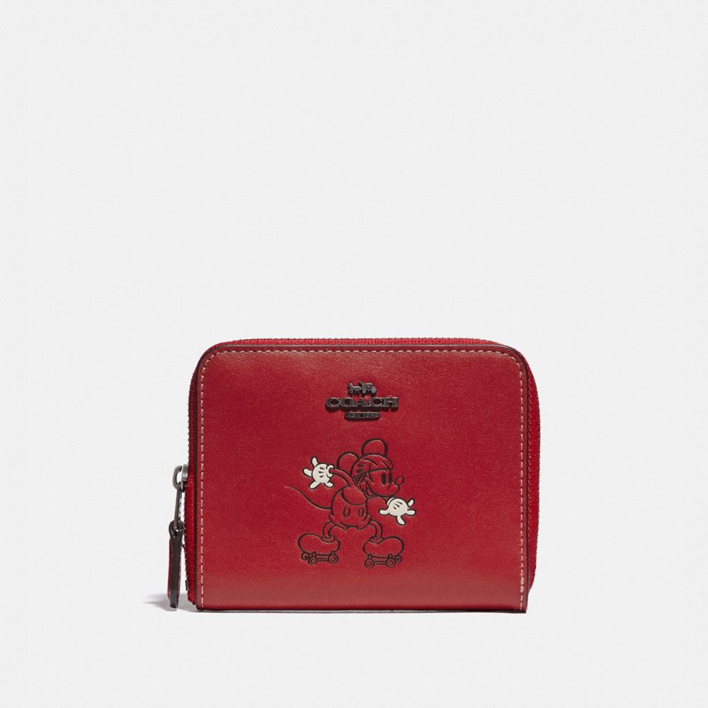 COACH 69204 Disney X Coach Small Zip Around Wallet With Disney Motif Pewter/1941-Red