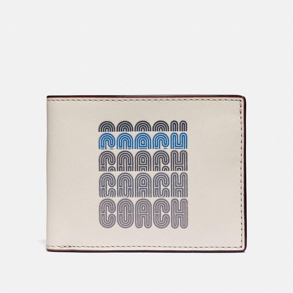 COACH 69217 Slim Billfold Wallet With Coach Print CHALK