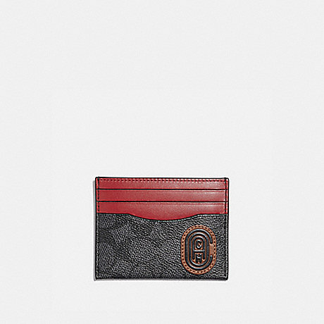 COACH 69220 Card Case In Signature Canvas With Coach Print CHARCOAL