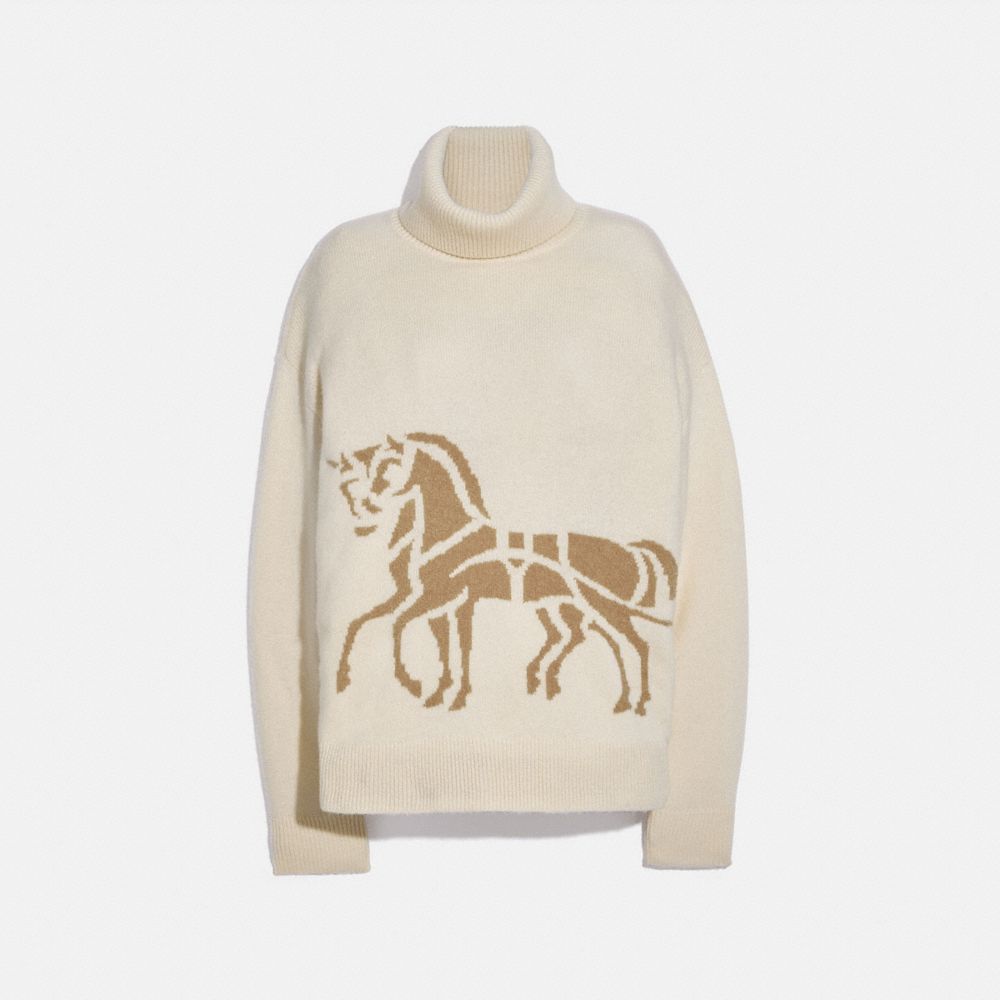 COACH 6927 Horse And Carriage Sweater CREAM