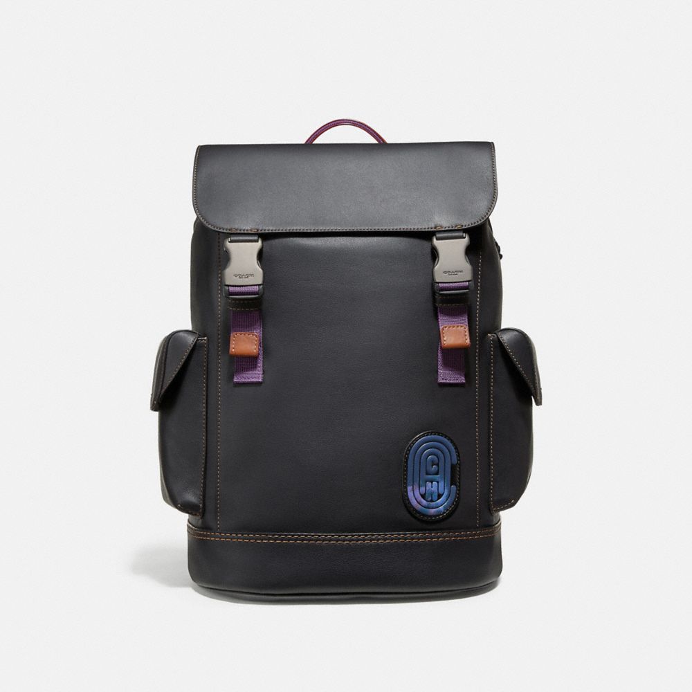 RIVINGTON BACKPACK WITH COACH PATCH - BLACK/BLACK/BLACK COPPER - COACH 69299