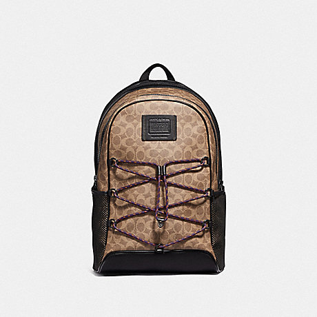 COACH 69322 Academy Sport Backpack In Signature Canvas BLACK-COPPER/KHAKI