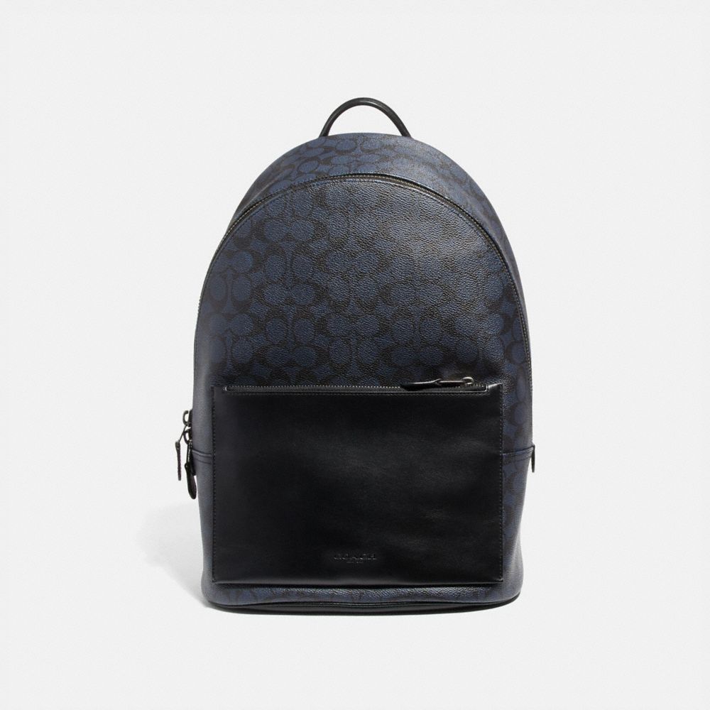 METROPOLITAN SOFT BACKPACK IN SIGNATURE CANVAS - 69352 - MIDNIGHT NAVY/BLACK ANTIQUE NICKEL