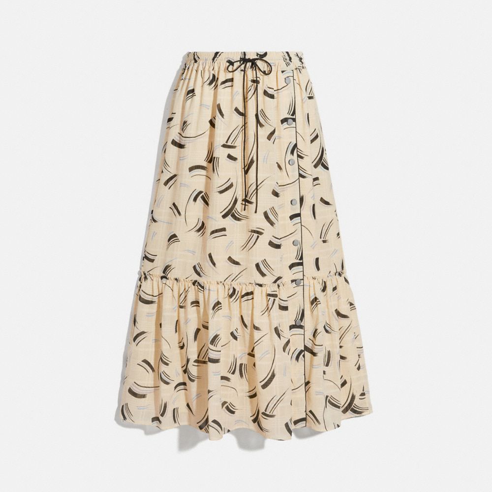 COACH BRUSHSTROKE PLAID SKIRT - CREAM/BLACK - 6938