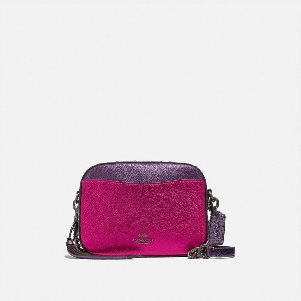 COACH 69410 Camera Bag With Rivets V5/METALLIC DARK PINK MULTI