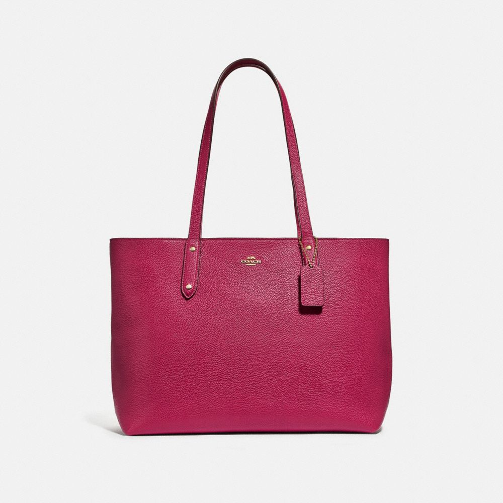 Central Tote With Zip - GOLD/BRIGHT CHERRY - COACH 69424