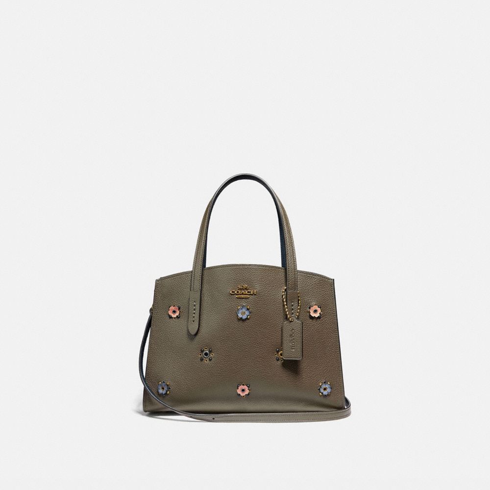 COACH 69432 CHARLIE CARRYALL 28 WITH SCATTERED RIVETS BRASS/MOSS