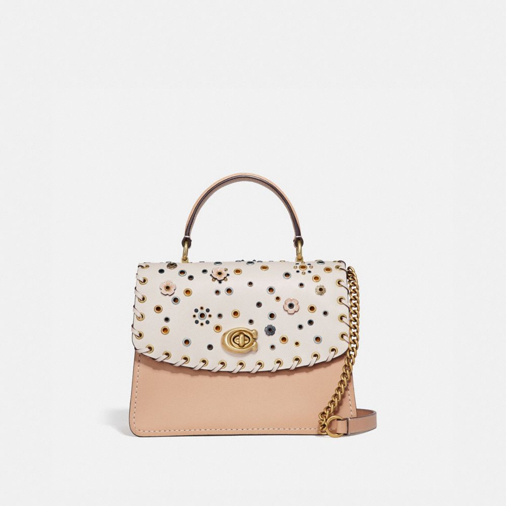 COACH 69444 PARKER TOP HANDLE WITH SCATTERED RIVETS BRASS/CHALK-MULTI