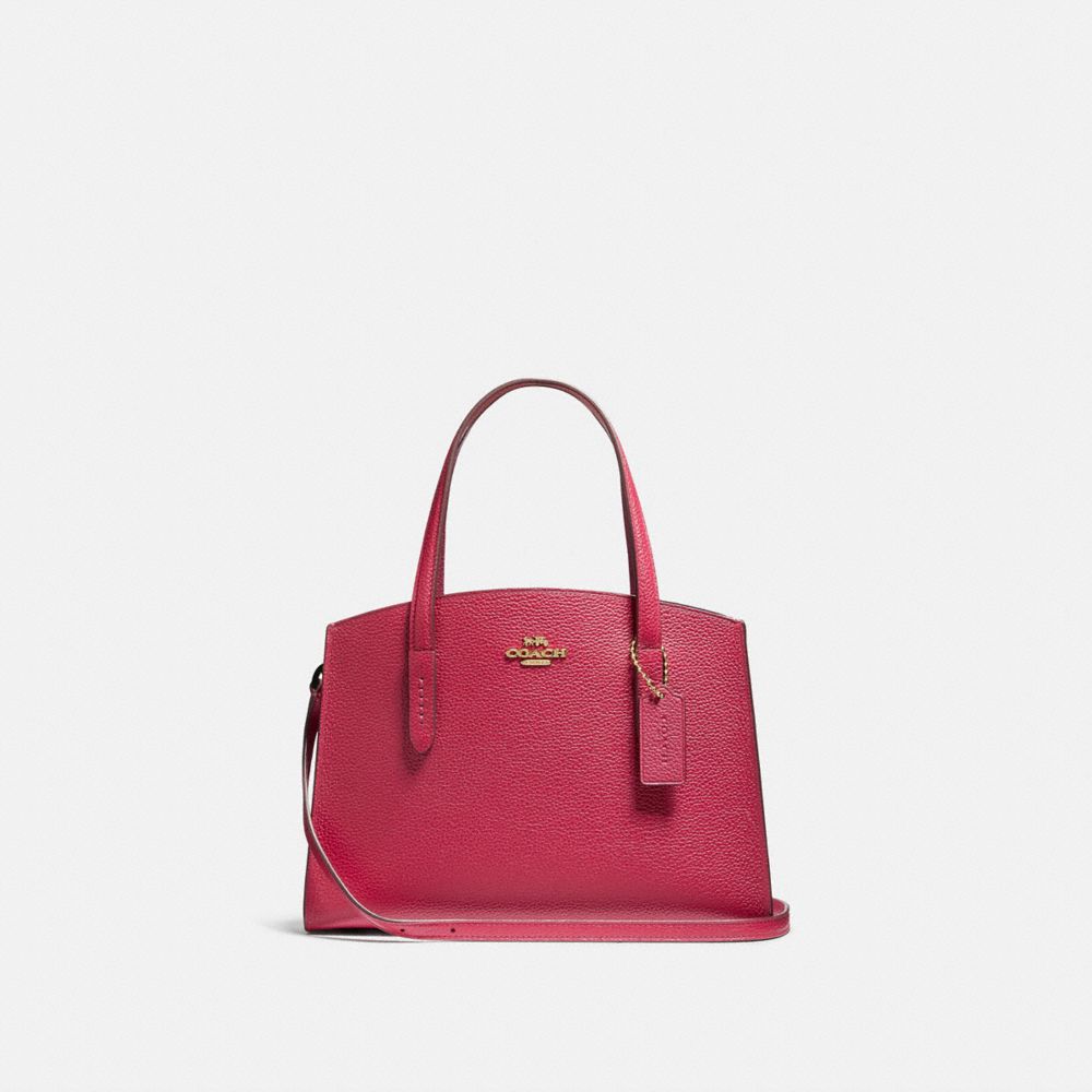 COACH 69446 Charlie Carryall 28 In Colorblock GD/BRIGHT CHERRY MULTI