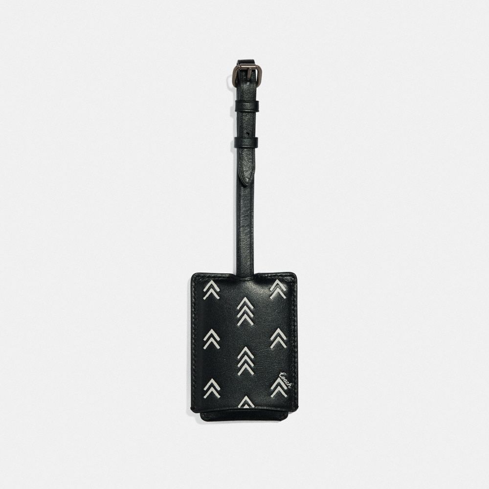 COACH 69485 Luggage Tag With Line Arrow Print BLACK/CHALK