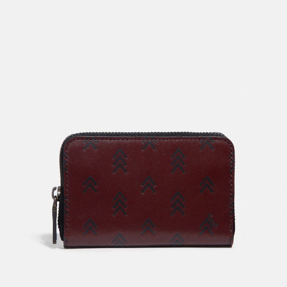 COACH Accordion Card Case With Line Arrow Print - BLACK/OXBLOOD - 69491