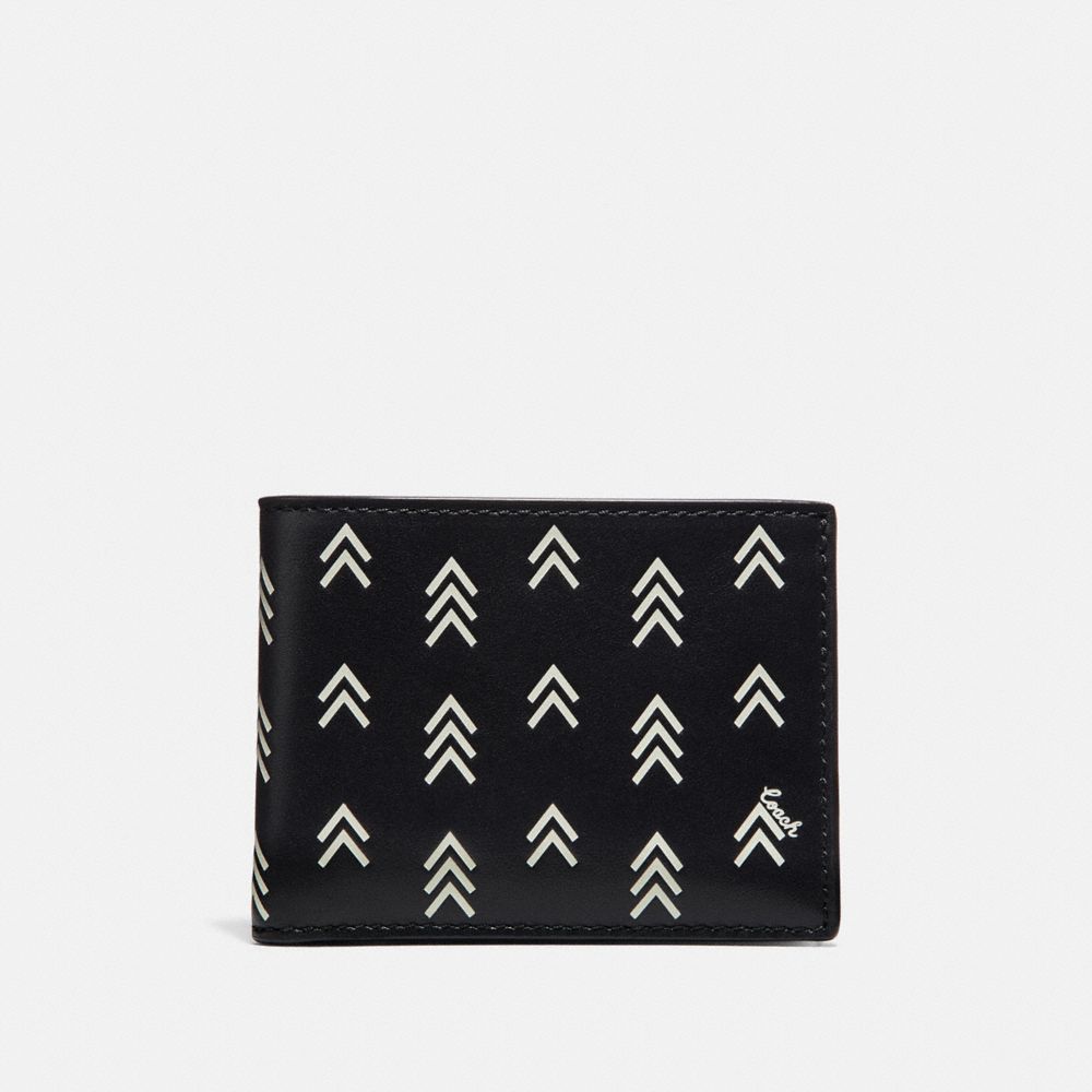 SLIM BILLFOLD WALLET WITH LINE ARROW PRINT - BLACK/CHALK - COACH 69495