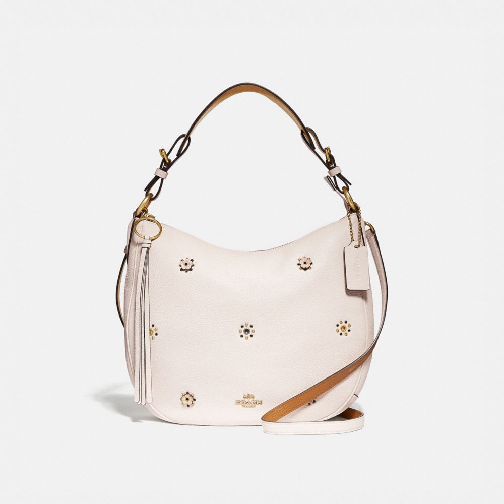 COACH 69507 - SUTTON HOBO WITH SCATTERED RIVETS BRASS/CHALK