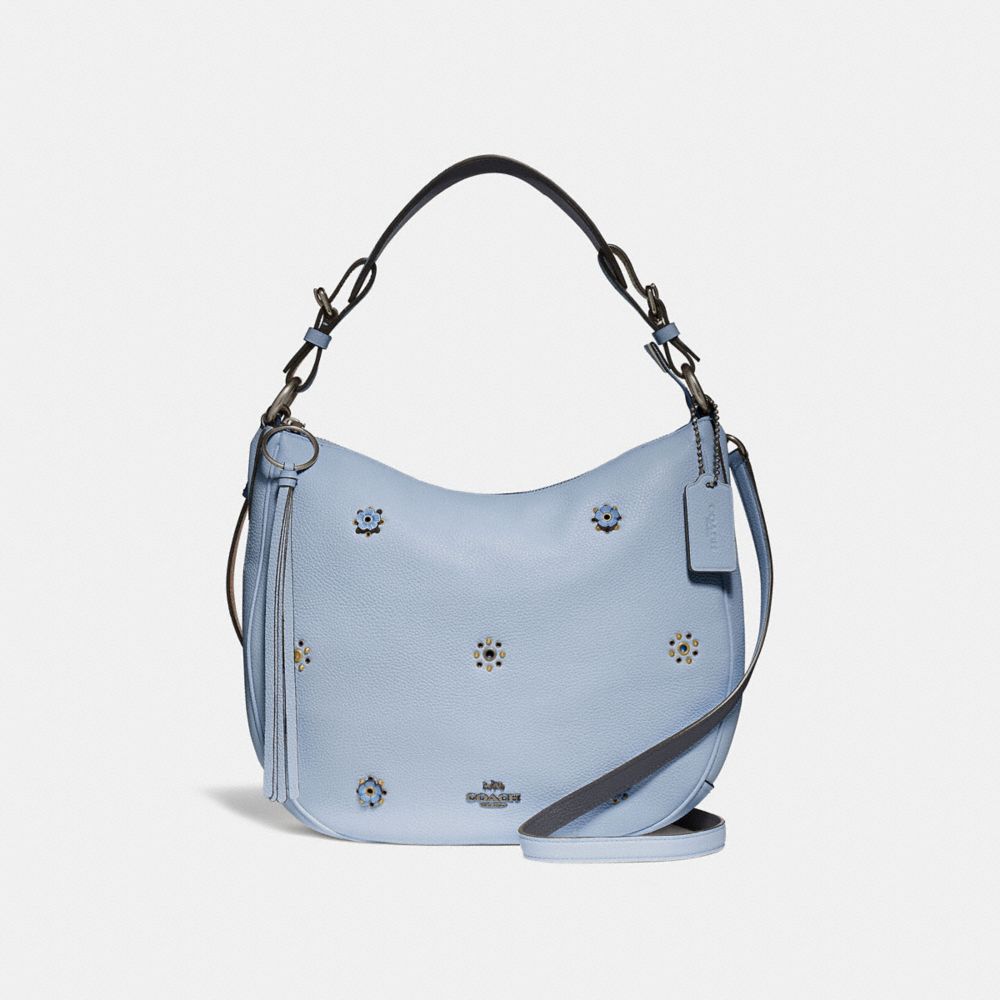 COACH 69507 - SUTTON HOBO WITH SCATTERED RIVETS PEWTER/MIST