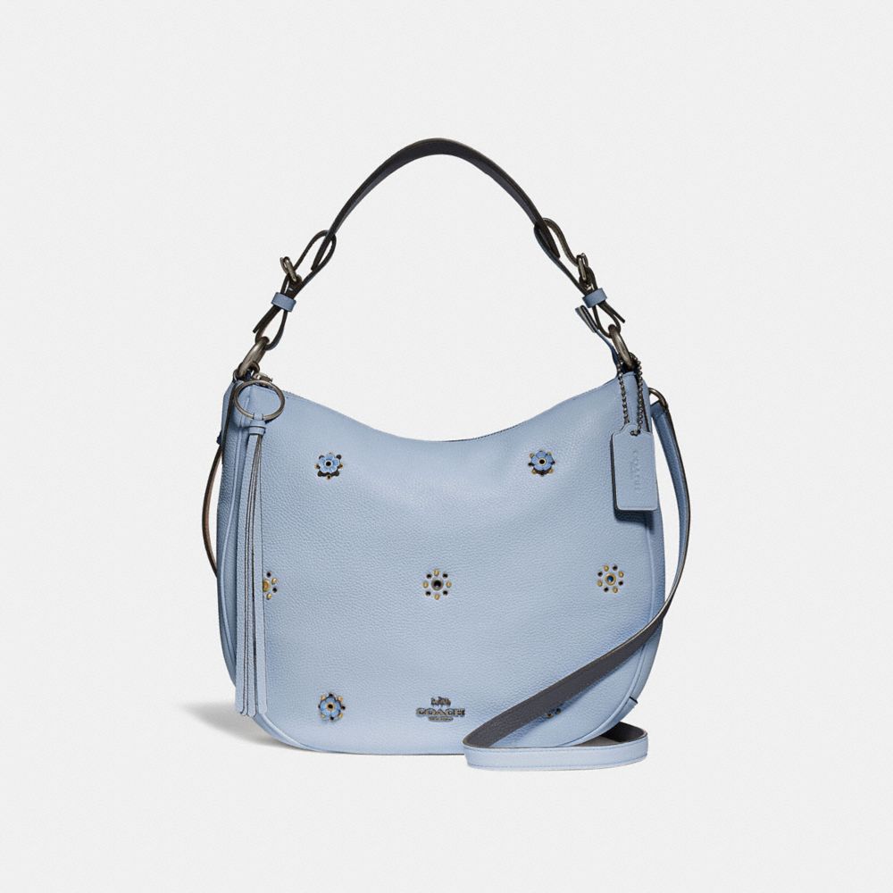 COACH 69507 SUTTON HOBO WITH SCATTERED RIVETS PEWTER/MIST