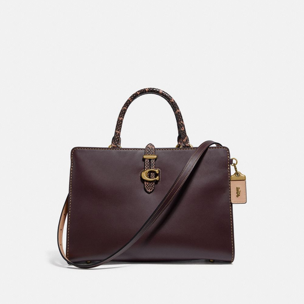 COACH 69514 Serra Satchel In Colorblock BRASS/OXBLOOD MULTI