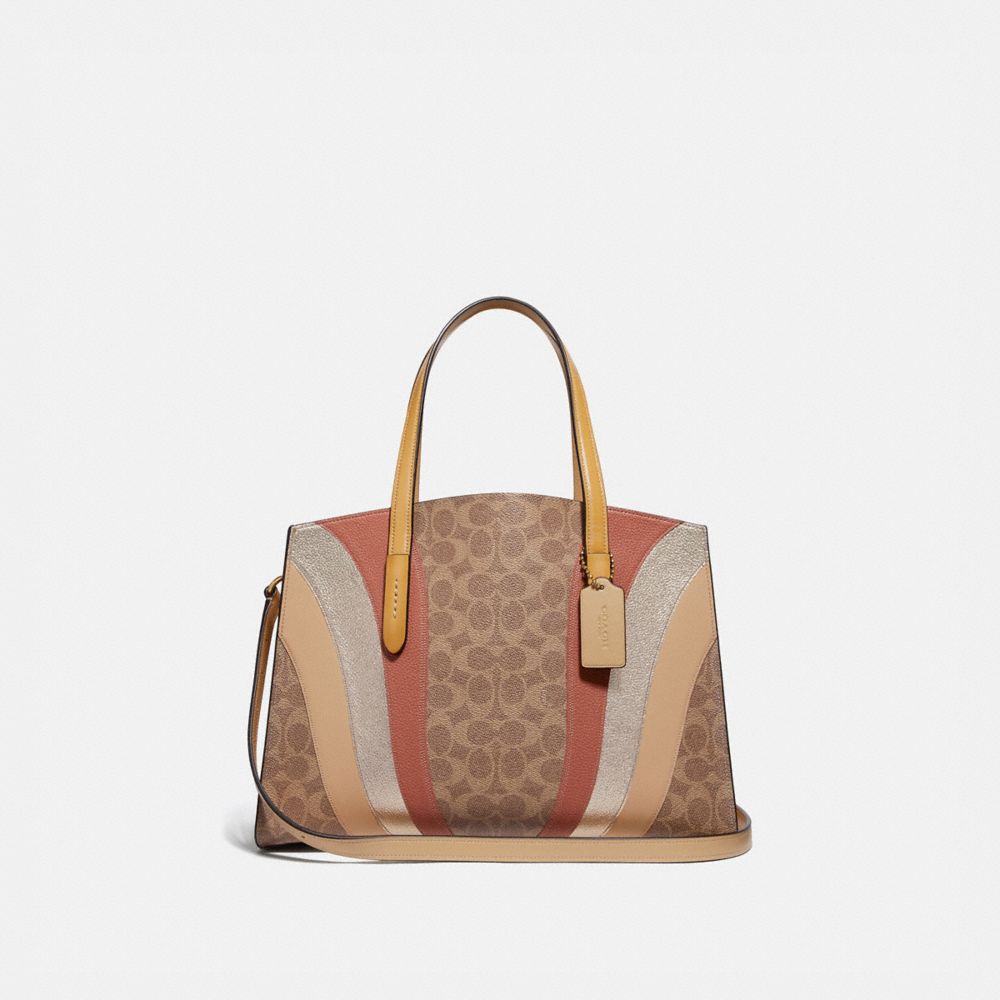 COACH 69529 CHARLIE CARRYALL IN SIGNATURE CANVAS WITH WAVE PATCHWORK B4/TAN MULTI