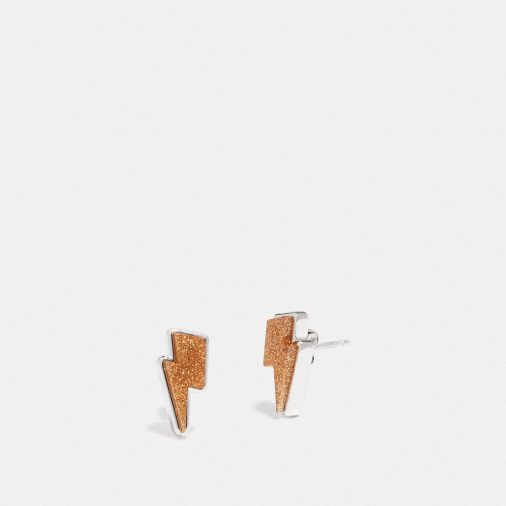 LIGHTNING BOLT STUD EARRINGS - SILVER/YELLOW - COACH 69561