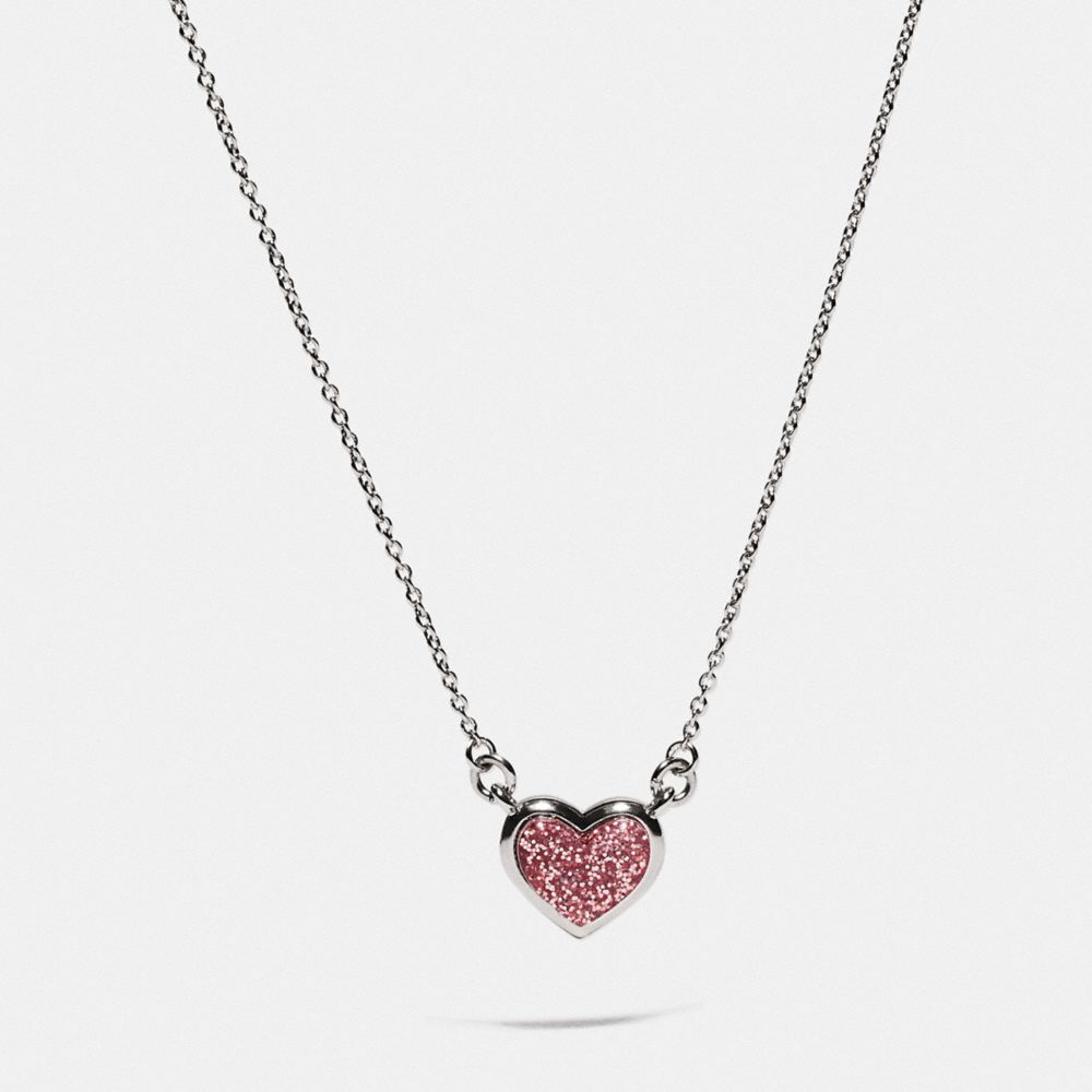 HEART NECKLACE - SILVER/PINK - COACH 69583