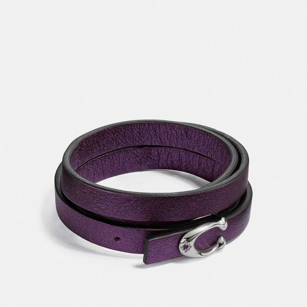 COACH SIGNATURE BRACELET - SILVER/METALLIC PLUM - 69604