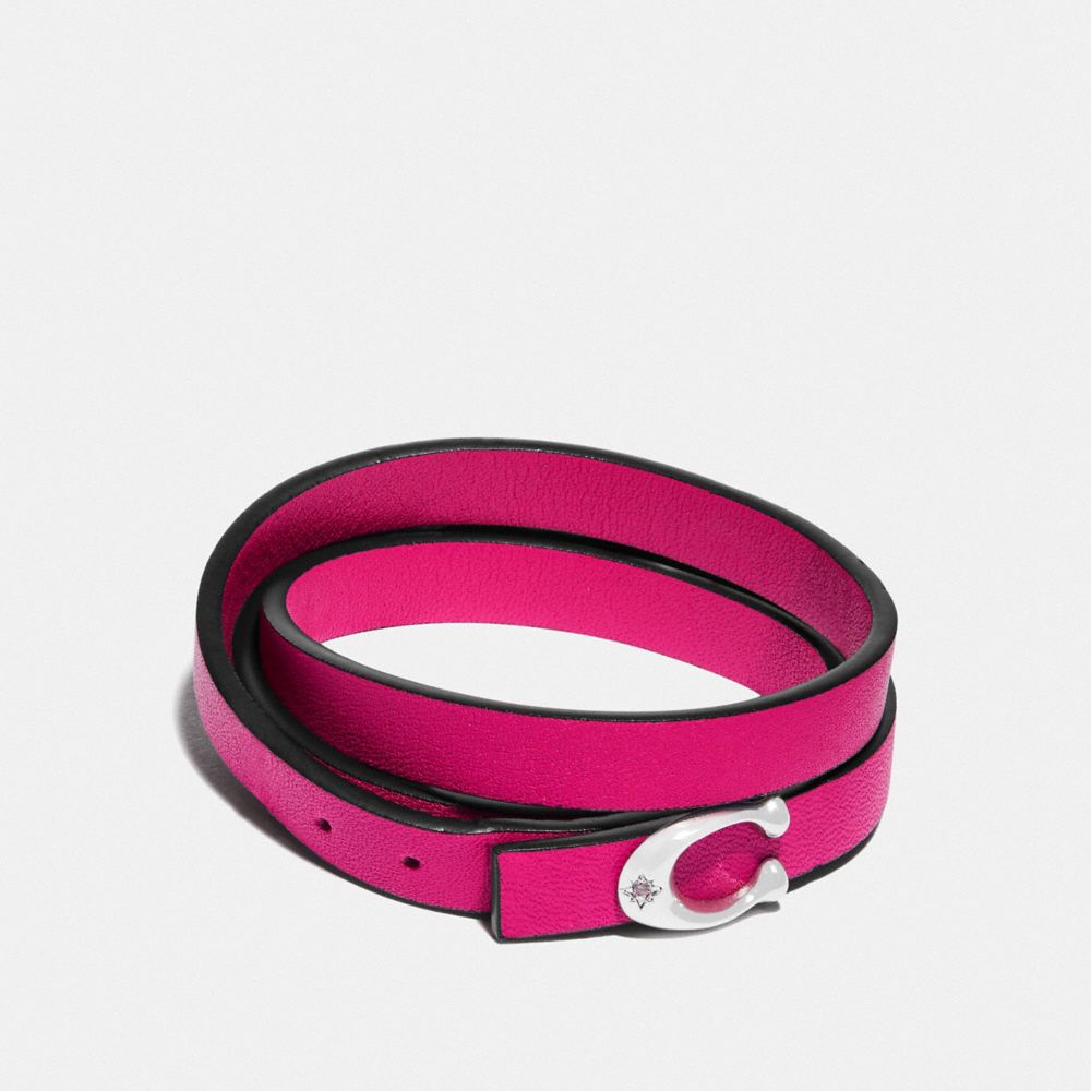 COACH 69604 COMPLIMENTARY SIGNATURE BRACELET BRIGHT PINK/SILVER