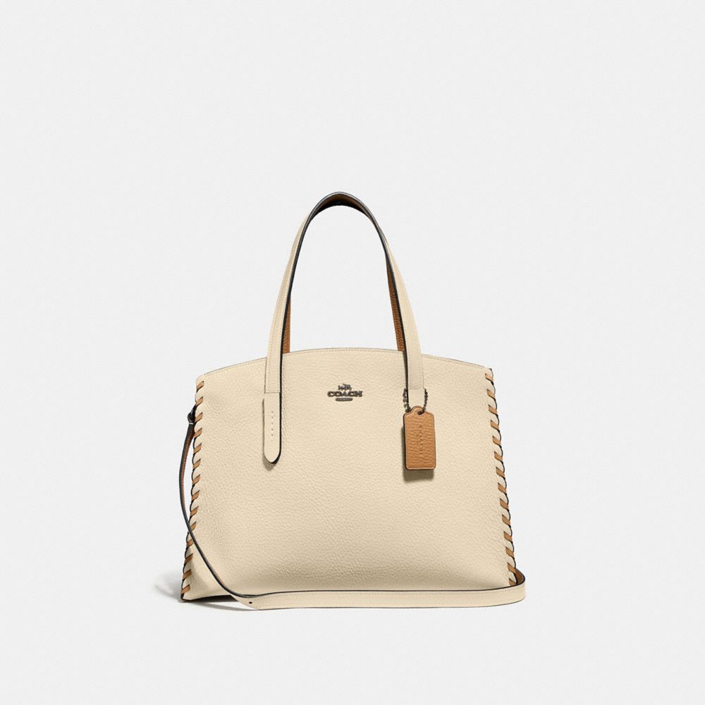 CHARLIE CARRYALL IN COLORBLOCK WITH WHIPSTITCH - 69609 - IVORY MULTI/GUNMETAL
