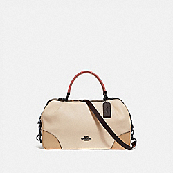 LANE SATCHEL IN COLORBLOCK WITH SNAKESKIN DETAIL - 69622 - IVORY MULTI/PEWTER