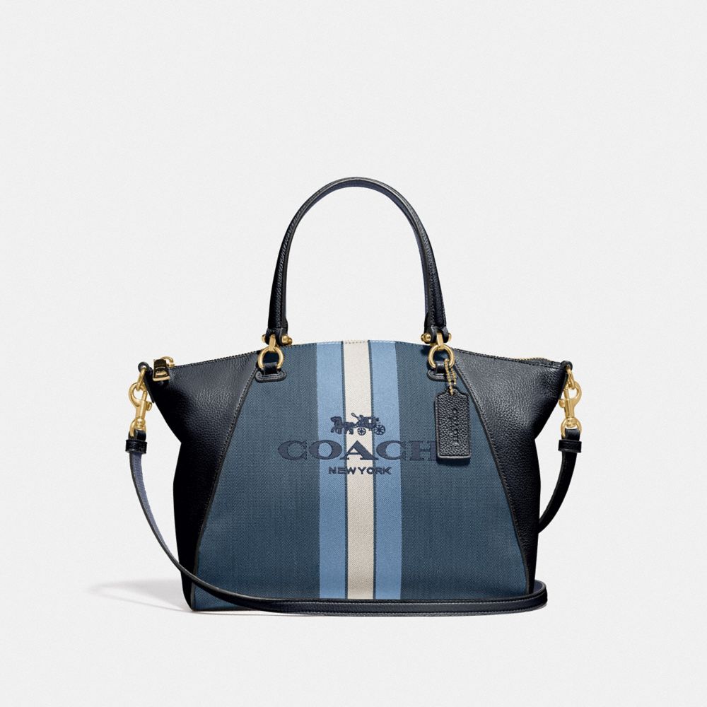 PRAIRIE SATCHEL WITH HORSE AND CARRIAGE - 69646 - GD/BLUE MIDNIGHT NAVY