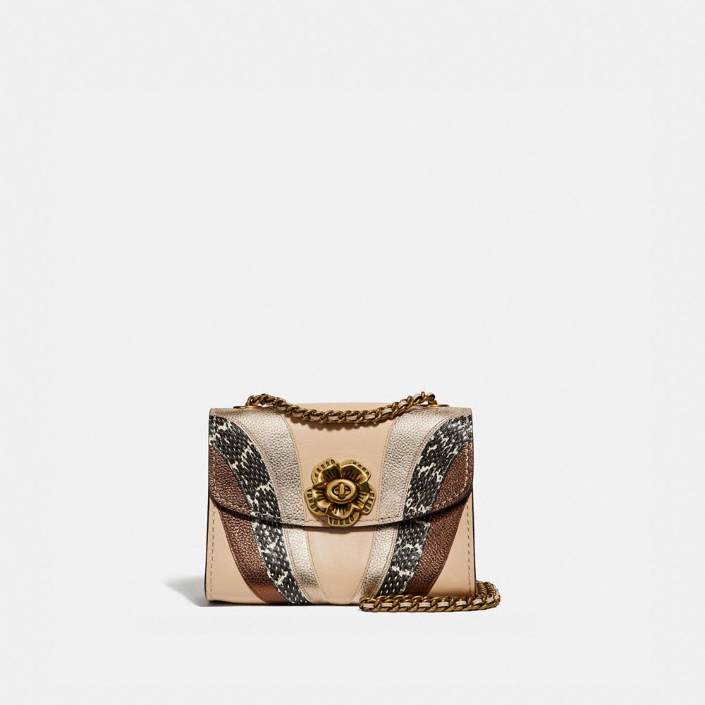 COACH 69659 PARKER 18 WITH WAVE PATCHWORK AND SNAKESKIN DETAIL IVORY MULTI/BRASS