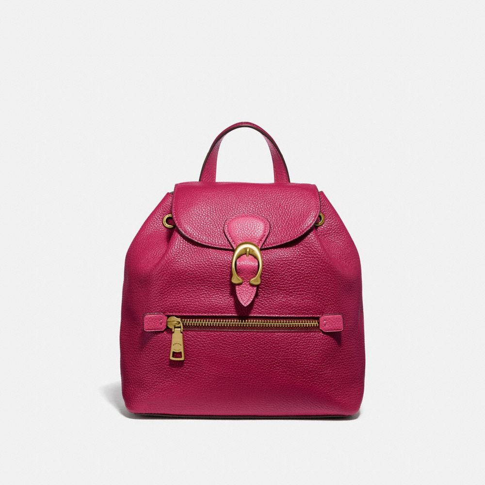 EVIE BACKPACK 22 IN COLORBLOCK - BRIGHT CHERRY MULTI/BRASS - COACH 69663