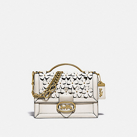 COACH 697 RILEY TOP HANDLE 22 WITH FLORAL APPLIQUE BRASS/CHALK