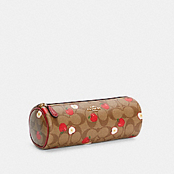 COACH MAKEUP BRUSH HOLDER IN SIGNATURE CANVAS WITH APPLE PRINT - IM/KHAKI MULTI - 6980