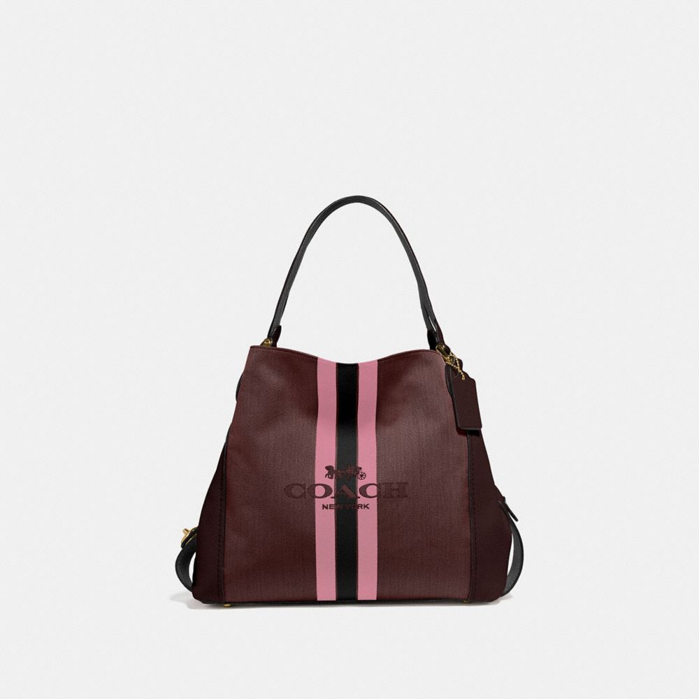 EDIE SHOULDER BAG 31 WITH HORSE AND CARRIAGE - 69815 - GOLD/OXBLOOD