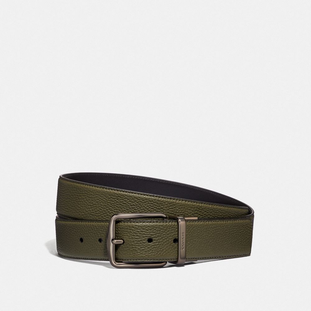 COACH 69821 - HARNESS BUCKLE CUT-TO-SIZE REVERSIBLE BELT, 38MM LIGHT OLIVE/BLACK