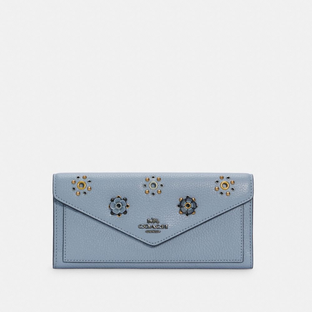 SOFT WALLET WITH SCATTERED RIVETS - V5/MIST - COACH 69841