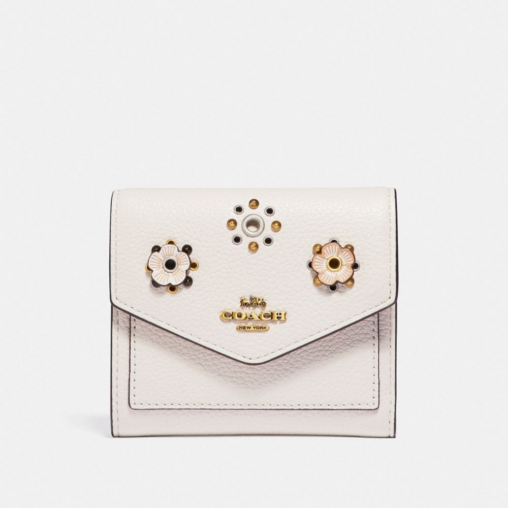 SMALL WALLET WITH SCATTERED RIVETS - 69846 - WHITE