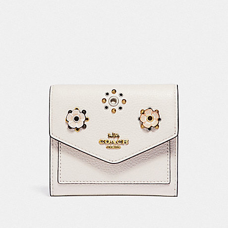 COACH SMALL WALLET WITH SCATTERED RIVETS - WHITE - 69846