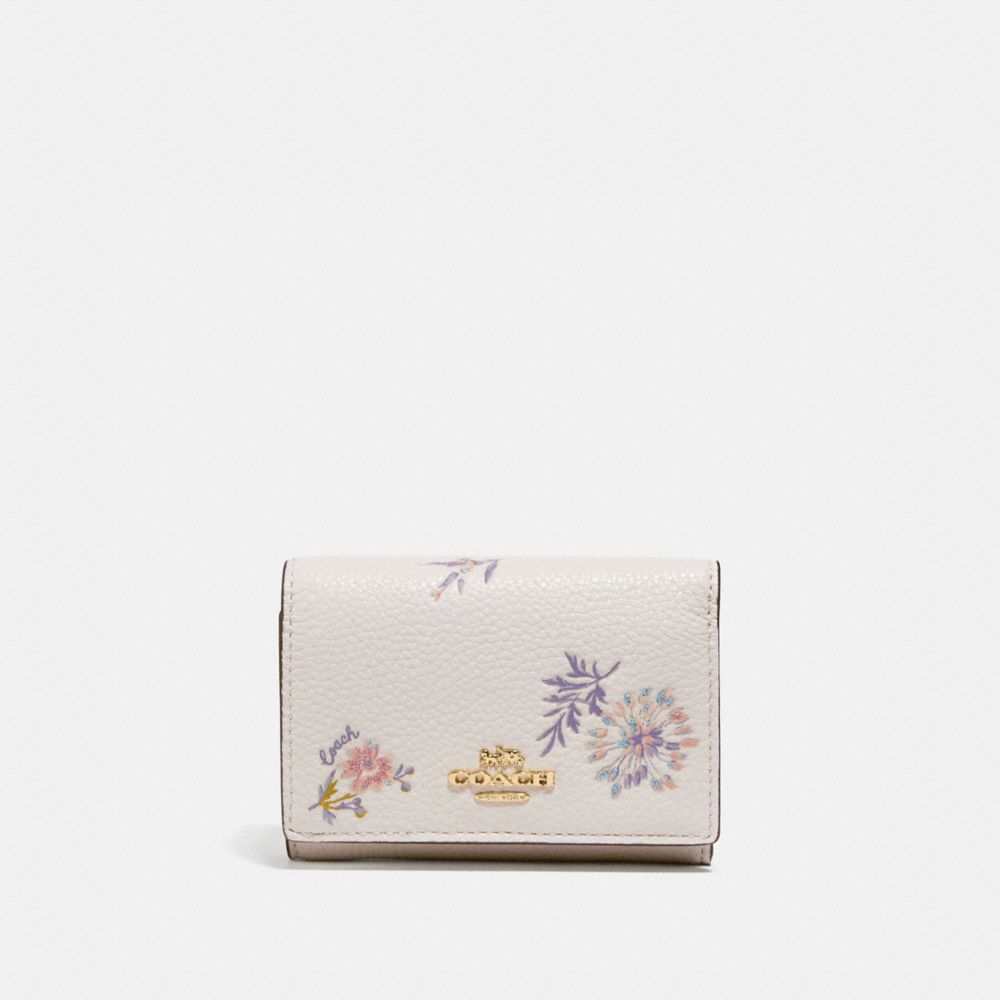 COACH 69851 Small Flap Wallet With Meadow Prairie Print GD/CHALK