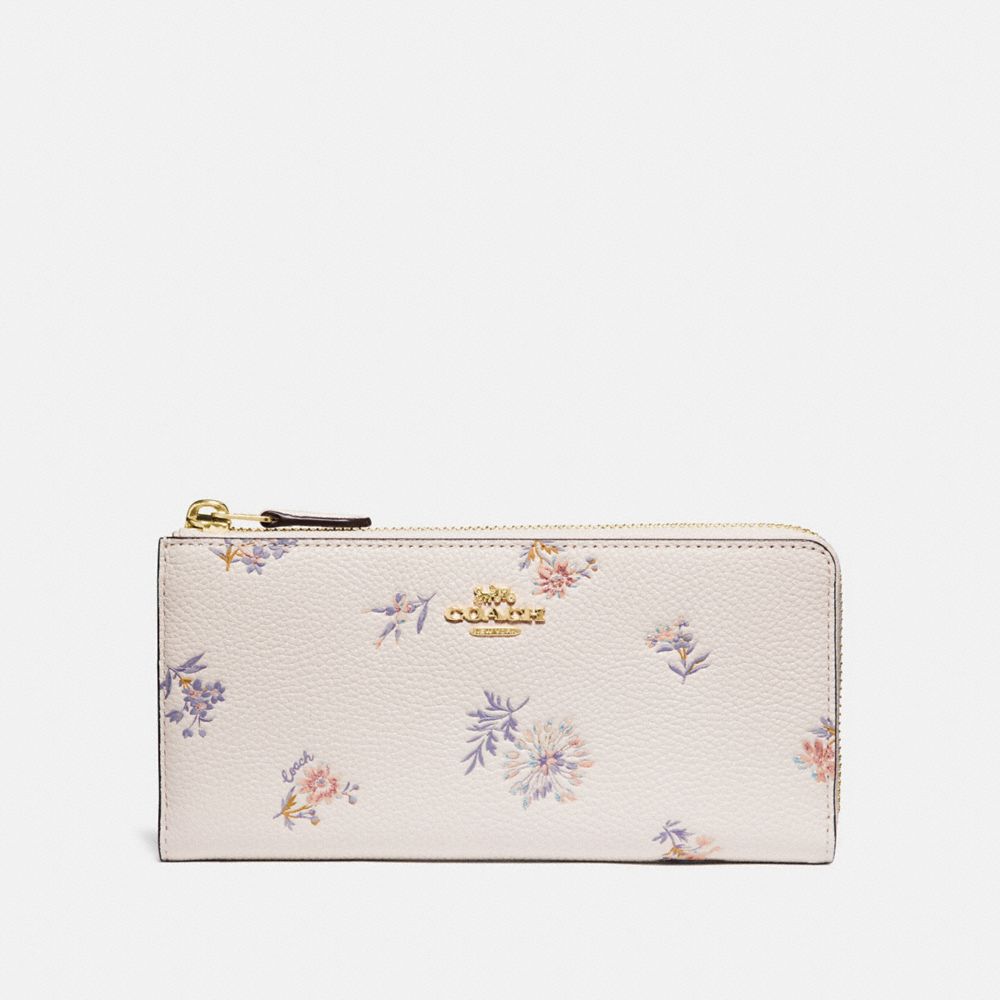 COACH 69852 - L-ZIP WALLET WITH MEADOW PRAIRIE PRINT GD/CHALK