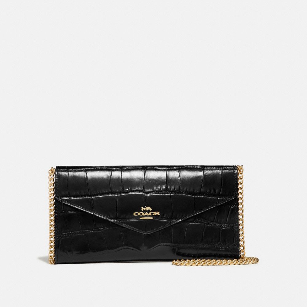 COACH 69854 ENVELOPE CHAIN WALLET GOLD/BLACK