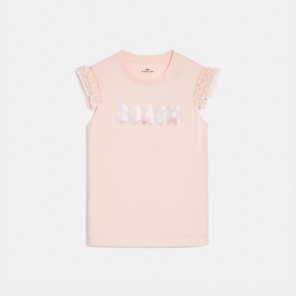 Sleeveless Embroidered Coach Graphics Tshirt