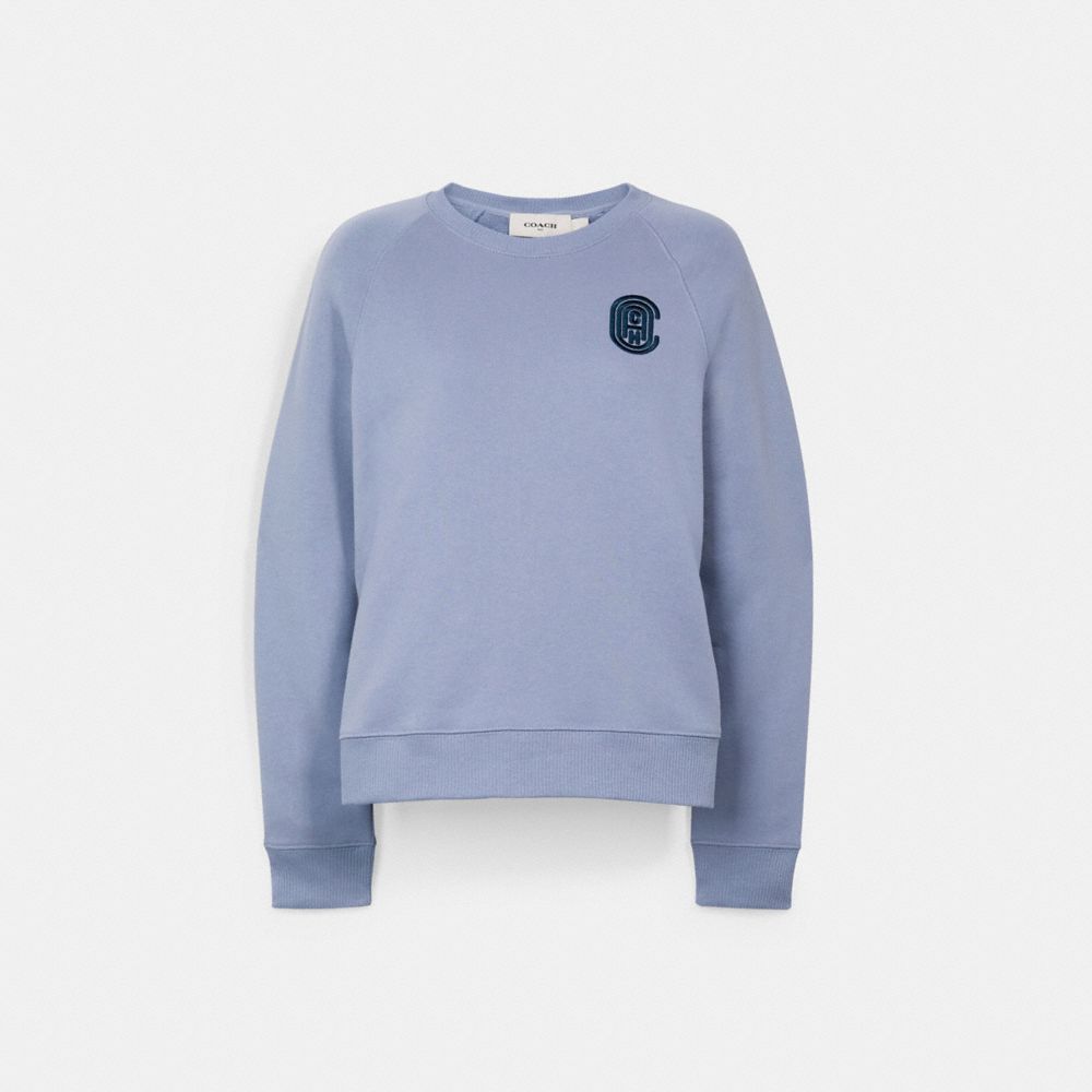 SIGNATURE SHRUNKEN SWEATSHIRT - BLUE - COACH 69934