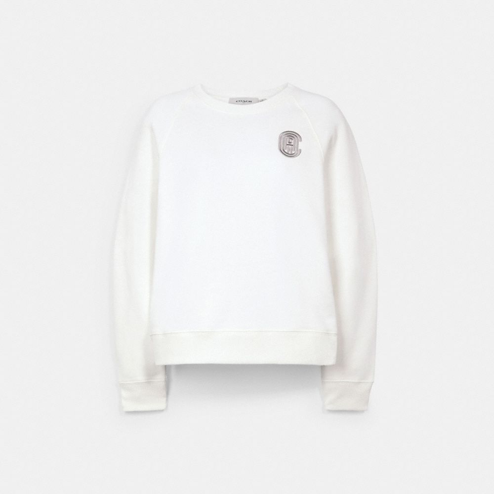 COACH 69934 Signature Shrunken Sweatshirt OPTIC WHITE